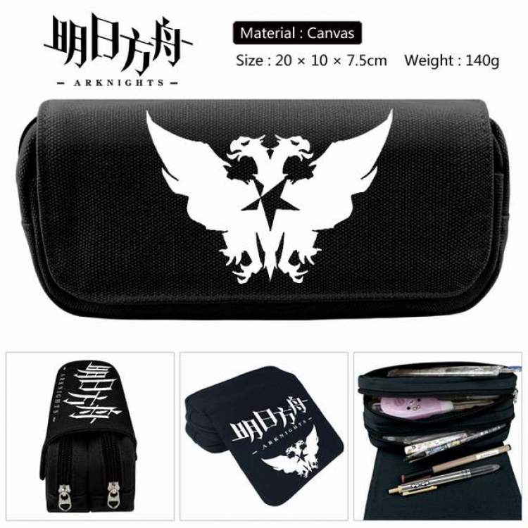 Arknights Anime double layer multifunctional canvas pencil bag stationery box wallet 20X10X7.5CM 140G Style H