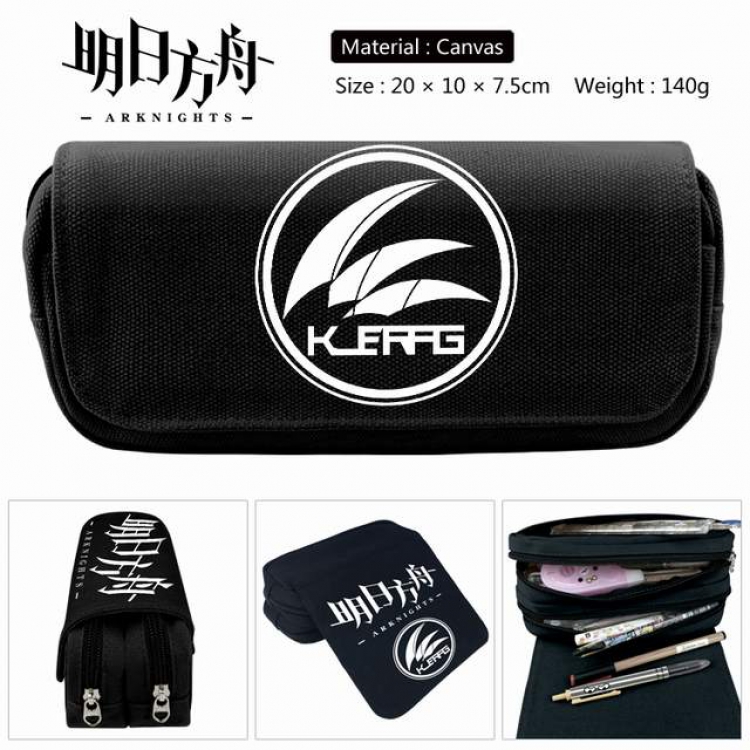 Arknights Anime double layer multifunctional canvas pencil bag stationery box wallet 20X10X7.5CM 140G Style C