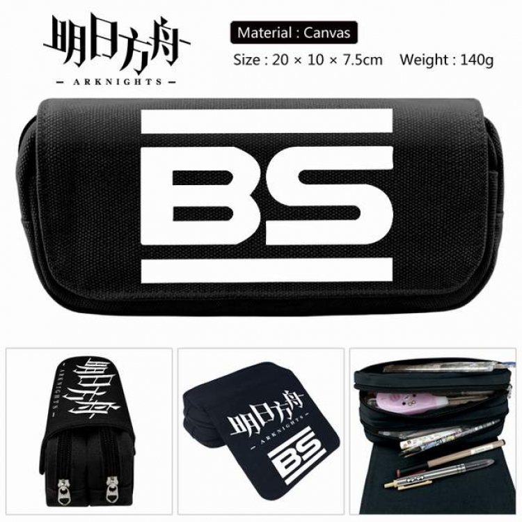 Arknights Anime double layer multifunctional canvas pencil bag stationery box wallet 20X10X7.5CM 140G Style B