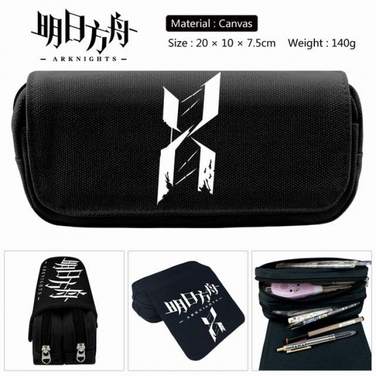 Arknights Anime double layer multifunctional canvas pencil bag stationery box wallet 20X10X7.5CM 140G Style F