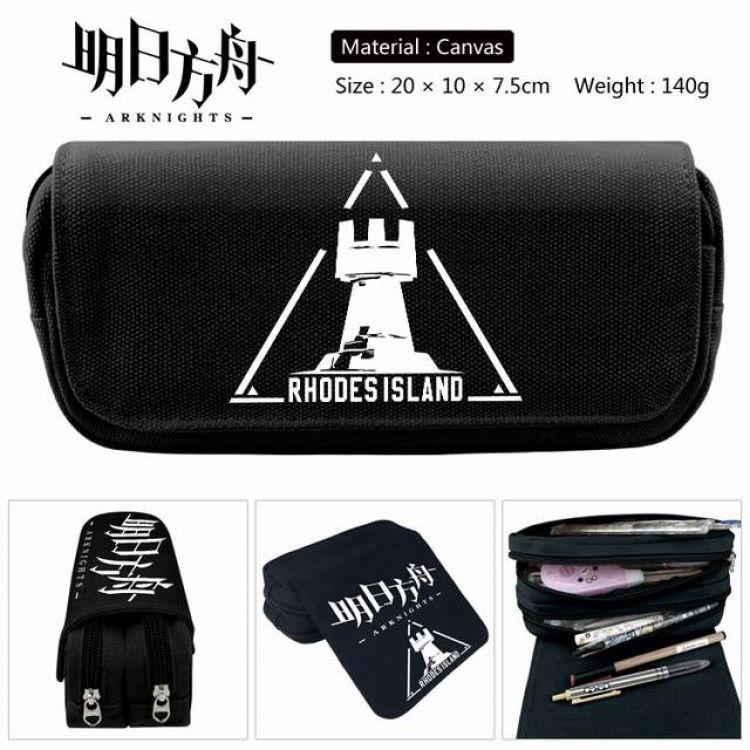 Arknights Anime double layer multifunctional canvas pencil bag stationery box wallet 20X10X7.5CM 140G Style E