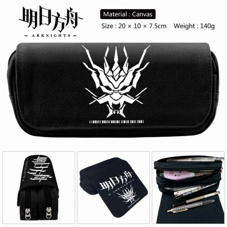 Arknights Anime double layer multifunctional canvas pencil bag stationery box wallet 20X10X7.5CM 140G Style A