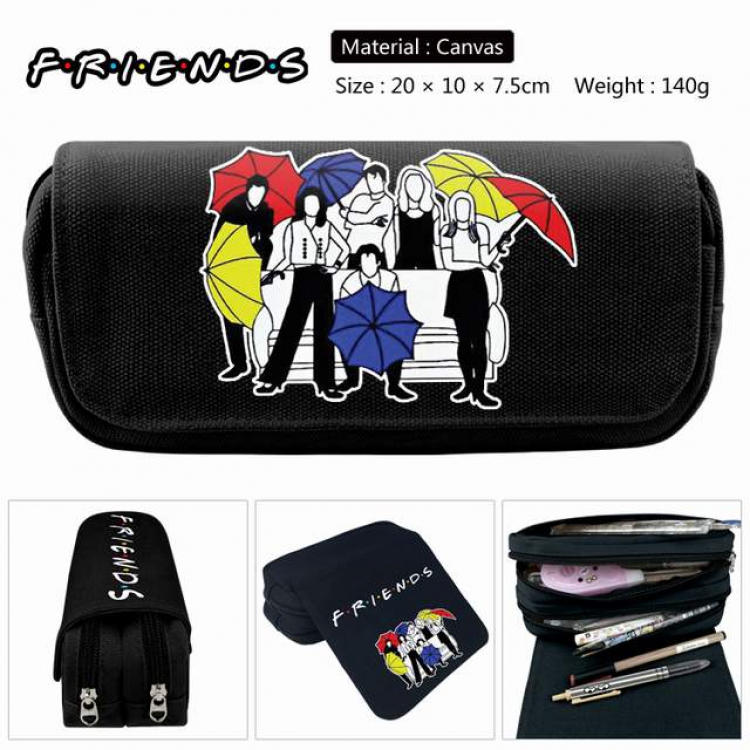 Friends Anime double layer multifunctional canvas pencil bag stationery box wallet 20X10X7.5CM 140G Style F