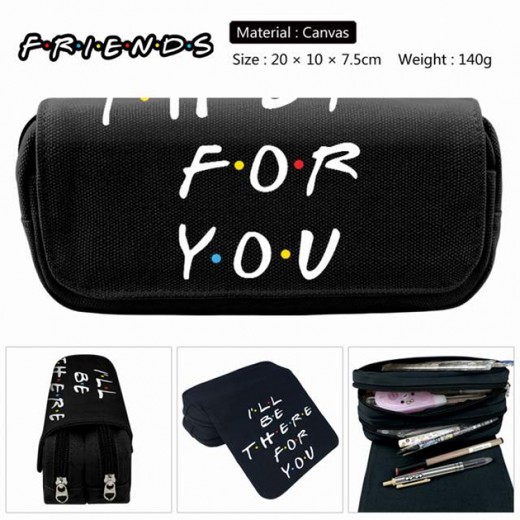 Friends Anime double layer multifunctional canvas pencil bag stationery box wallet 20X10X7.5CM 140G Style D