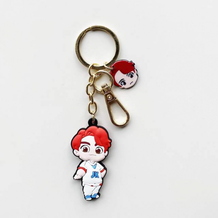 BTS JK Cartoon Double-sided Soft Keychain Pendant  5X5.5CM 20G a set price for 5 pcs