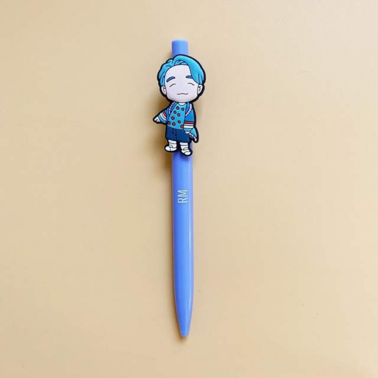 BTS RM Cute cartoon ballpoint pen 0.7MM black refill 14CM about 8G a set price for 5 pcs