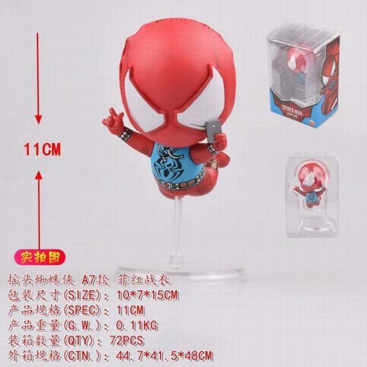 Spiderman-A7 Boxed Figure Decoration Model 11CM 0.11KG a box of 72