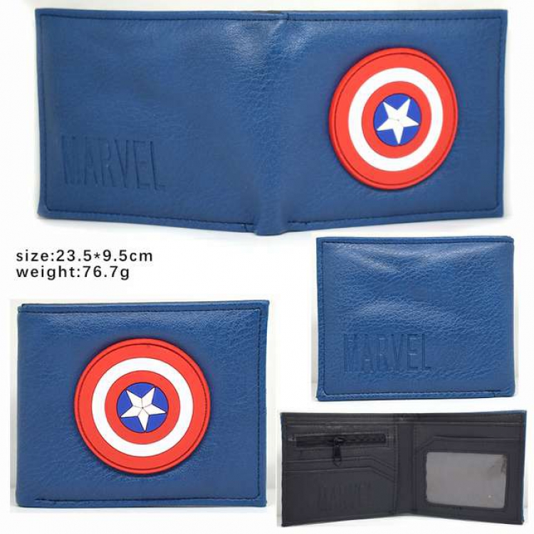The Avengers Captain America  Short silicone PU bi-fold wallet 23.5X9.5CM 76.7G