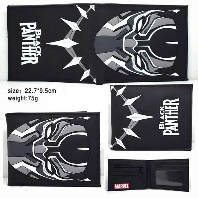 The Avengers Black Panther Short Bi-Fold PVC Silicone Wallet 22.7X9.5CM 75G