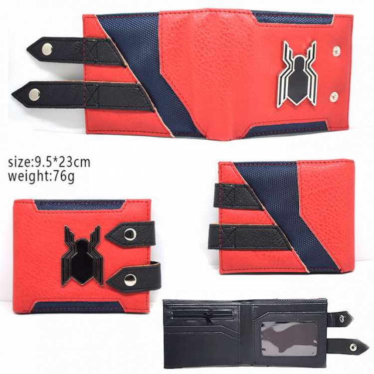 Spiderman PU Silicone Tri-Fold Snap Wallet red 9.5X23CM 76G