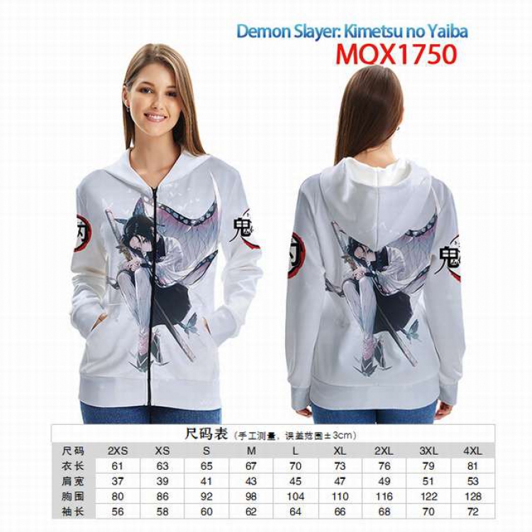 Demon Slayer Kimets Full color zipper hooded Patch pocket Coat Hoodie 9 sizes from XXS to 4XL MQX 1750