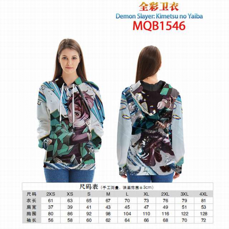 Demon Slayer Kimets Full color zipper hooded Patch pocket Coat Hoodie 9 sizes from XXS to 4XL MQB1546