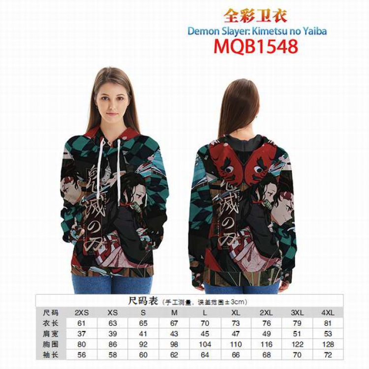 Demon Slayer Kimets Full color zipper hooded Patch pocket Coat Hoodie 9 sizes from XXS to 4XL MQB1548