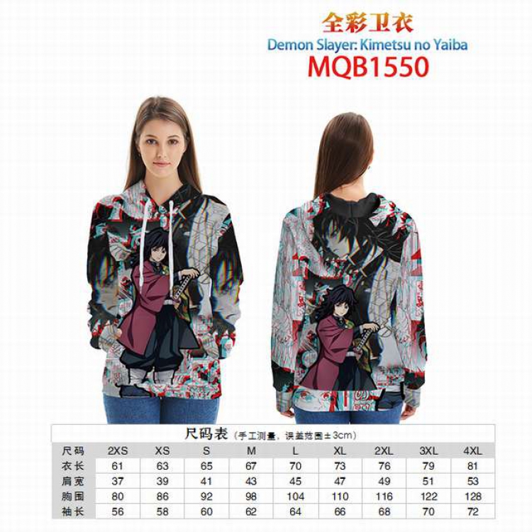 Demon Slayer Kimets Full color zipper hooded Patch pocket Coat Hoodie 9 sizes from XXS to 4XL MQB1550