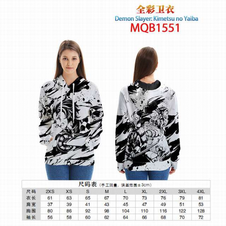 Demon Slayer Kimets Full color zipper hooded Patch pocket Coat Hoodie 9 sizes from XXS to 4XL MQB1551