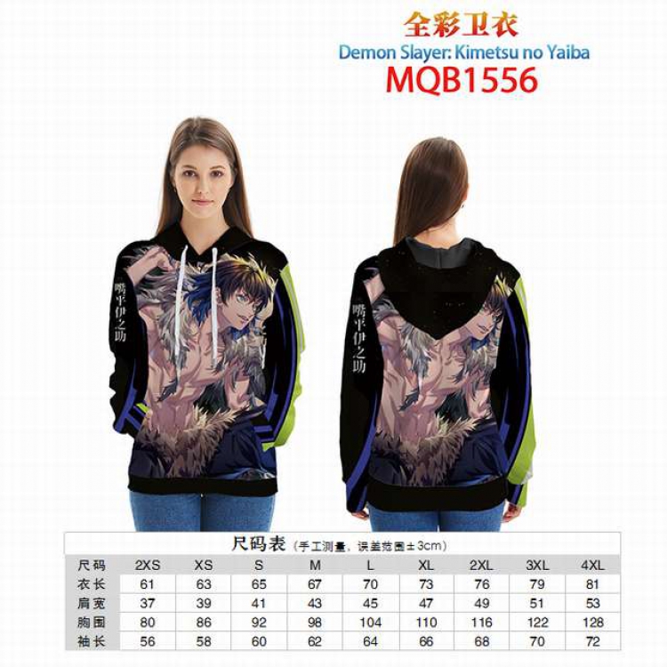 Demon Slayer Kimets Full color zipper hooded Patch pocket Coat Hoodie 9 sizes from XXS to 4XL MQB1556