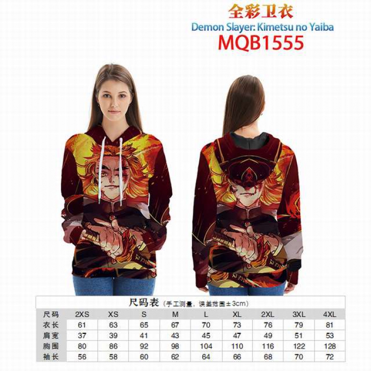 Demon Slayer Kimets Full color zipper hooded Patch pocket Coat Hoodie 9 sizes from XXS to 4XL MQB1555