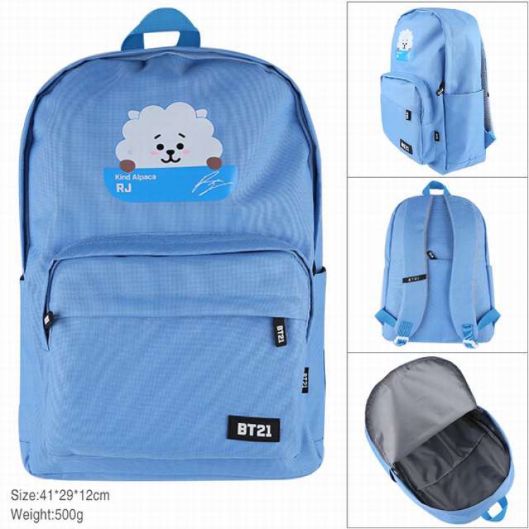 BTS BT21 Blue lamb Waterproof Zipper Backpack School Bag 41X29X12CM 500G