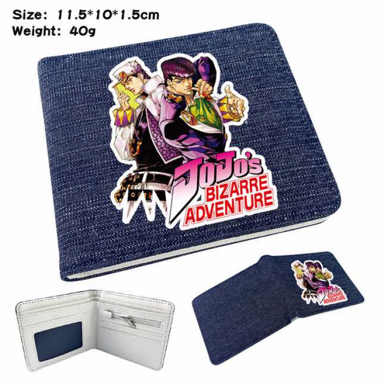 JoJos Bizarre Adventure Anime Printed denim color picture bi-fold wallet 11.5X10X1.5CM 40G Style I