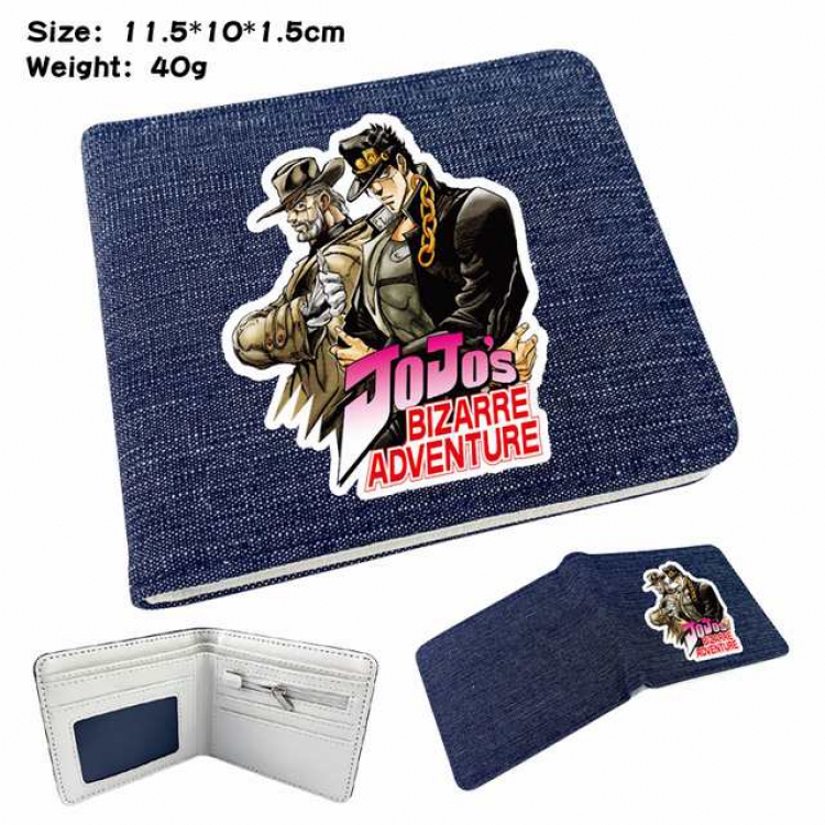 JoJos Bizarre Adventure Anime Printed denim color picture bi-fold wallet 11.5X10X1.5CM 40G Style H