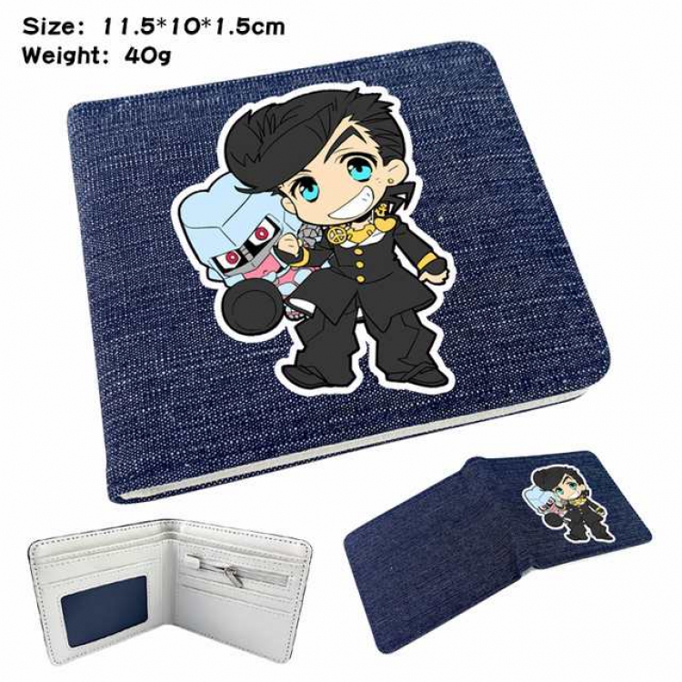 JoJos Bizarre Adventure Anime Printed denim color picture bi-fold wallet 11.5X10X1.5CM 40G Style J