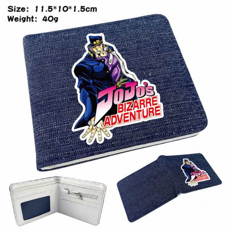 JoJos Bizarre Adventure Anime Printed denim color picture bi-fold wallet 11.5X10X1.5CM 40G Style G
