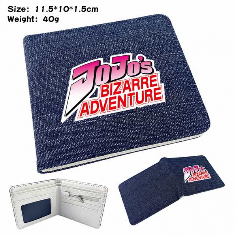 JoJos Bizarre Adventure Anime Printed denim color picture bi-fold wallet 11.5X10X1.5CM 40G Style C