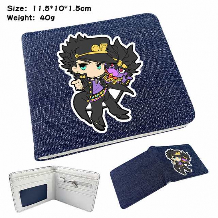 JoJos Bizarre Adventure Anime Printed denim color picture bi-fold wallet 11.5X10X1.5CM 40G Style A