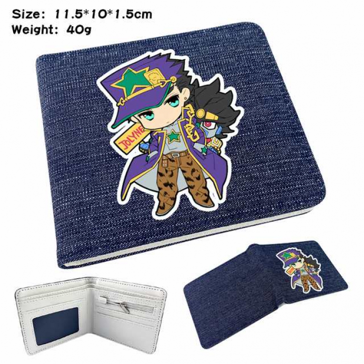 JoJos Bizarre Adventure Anime Printed denim color picture bi-fold wallet 11.5X10X1.5CM 40G Style B