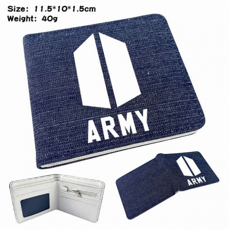 BTS Anime Printed denim color picture bi-fold wallet 11.5X10X1.5CM