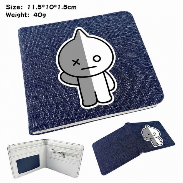 BTS Robot Anime Printed denim color picture bi-fold wallet 11.5X10X1.5CM