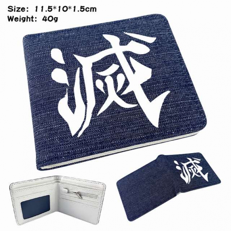 Demon Slayer Kimets Anime Printed denim color picture bi-fold wallet 11.5X10X1.5CM 40G Style C