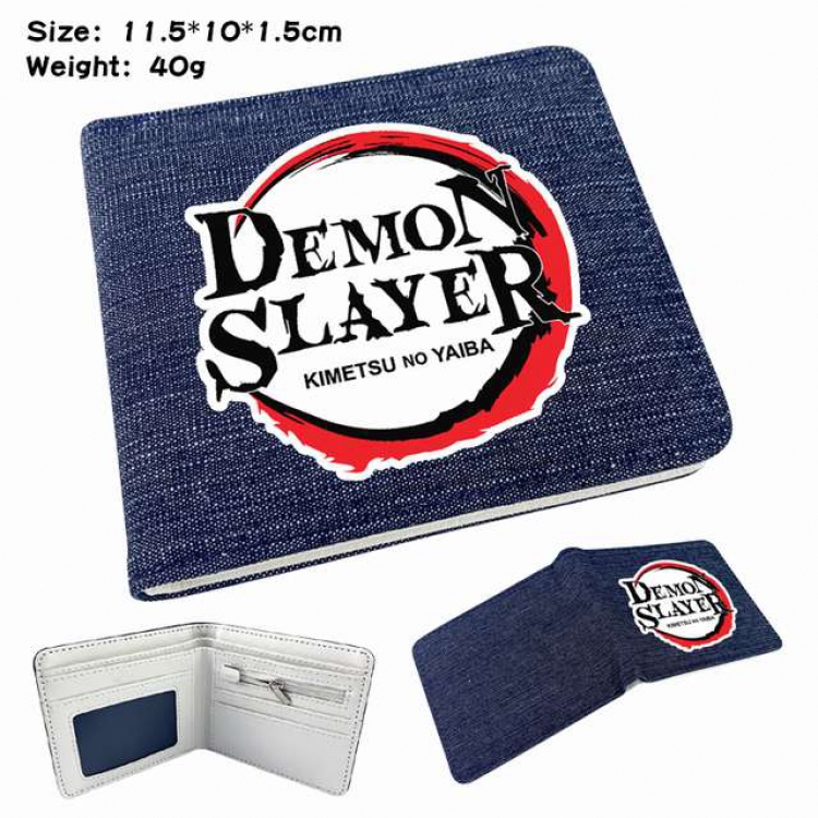 Demon Slayer Kimets Anime Printed denim color picture bi-fold wallet 11.5X10X1.5CM 40G Style B