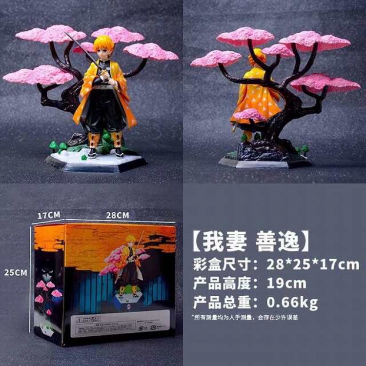 Demon Slayer Kimets Agatsuma Zenitsu Boxed Figure Decoration Model 19CM 0.66KG  Color box size:28X25X17CM
