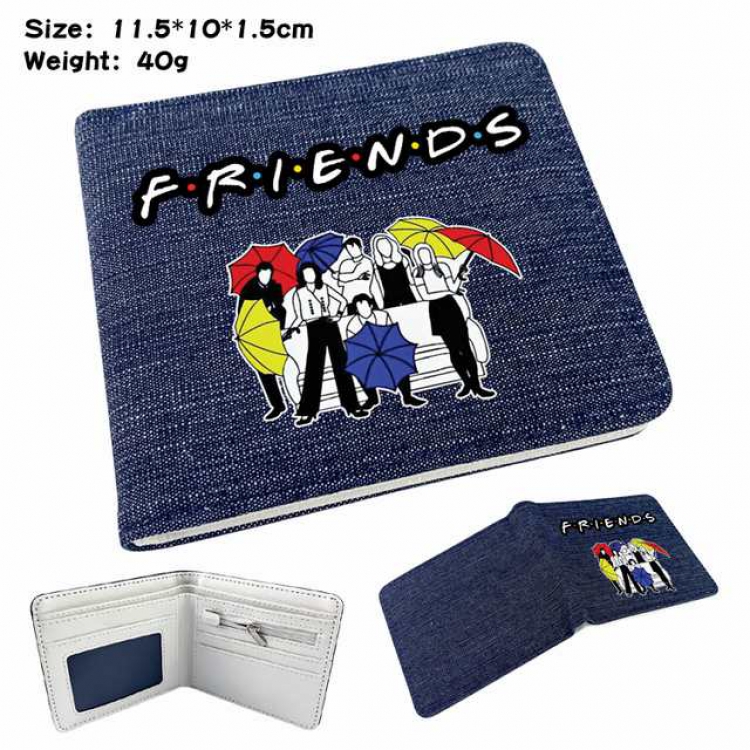 Friends Anime Printed denim color picture bi-fold wallet 11.5X10X1.5CM 40G