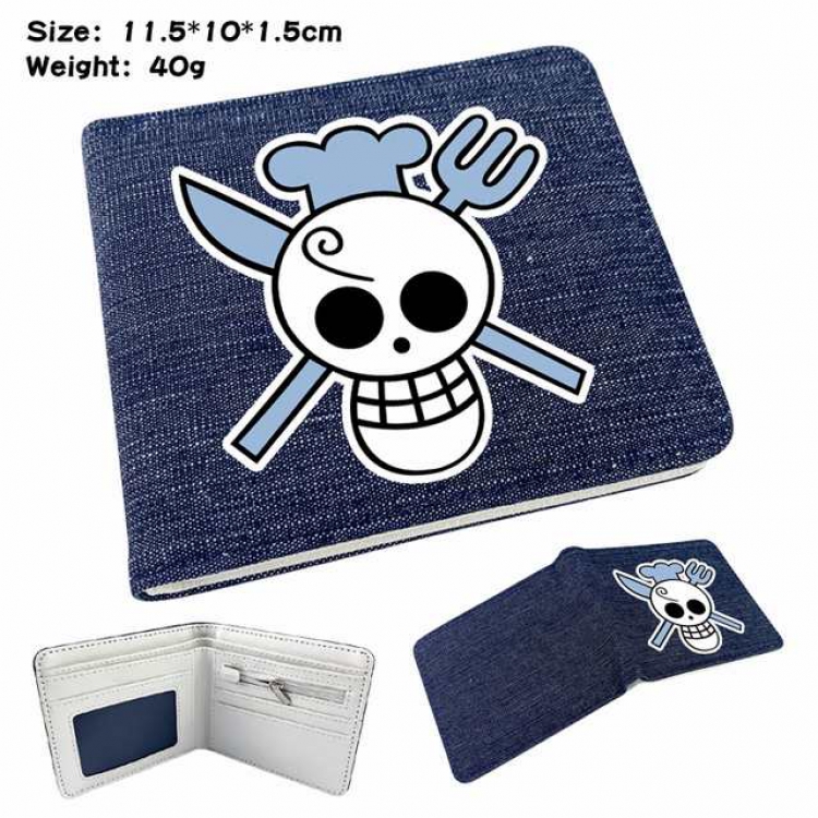 One Piece  Sanji Anime Printed denim color picture bi-fold wallet 11.5X10X1.5CM 40G