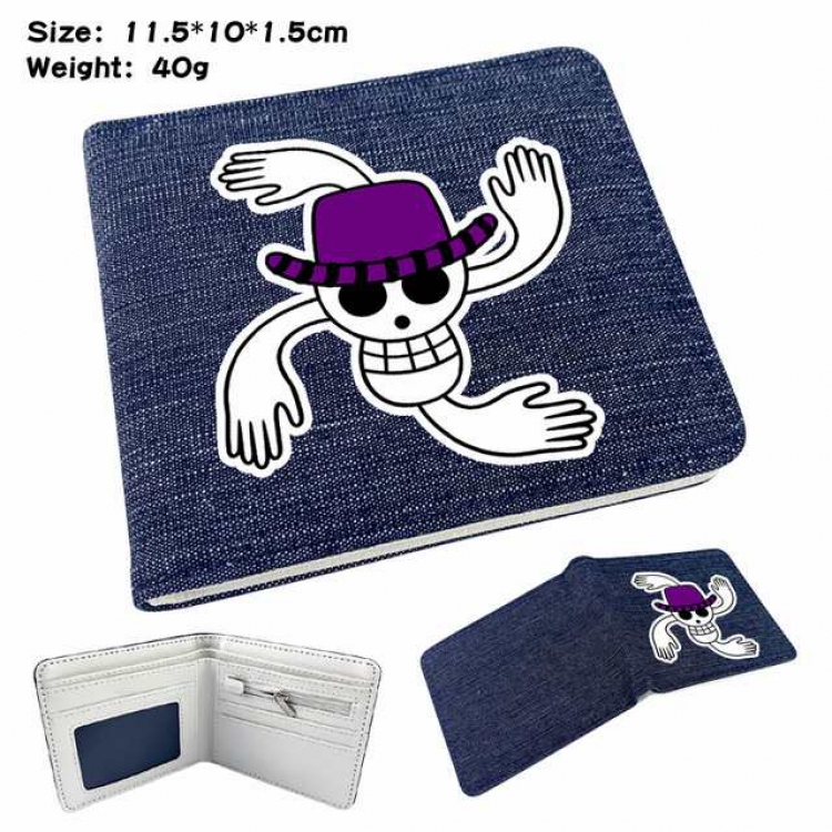 One Piece Robin Anime Printed denim color picture bi-fold wallet 11.5X10X1.5CM 40G