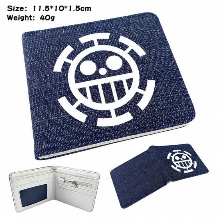 One Piece Anime Printed denim color picture bi-fold wallet 11.5X10X1.5CM 40G