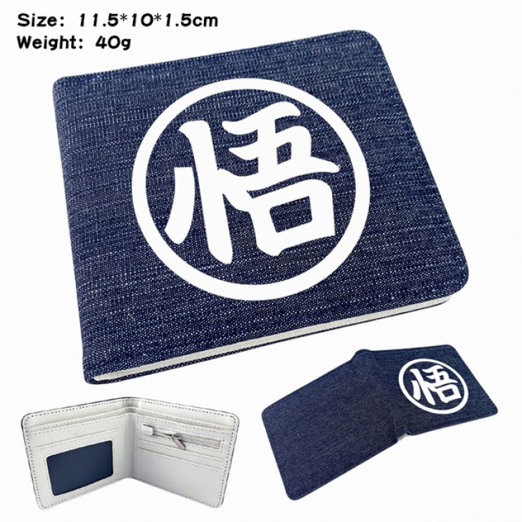 DRAGON BALL Anime Printed denim color picture bi-fold wallet 11.5X10X1.5CM 40G