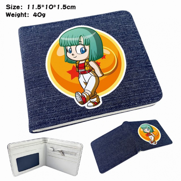 DRAGON BALL Anime Printed denim color picture bi-fold wallet 11.5X10X1.5CM 40G