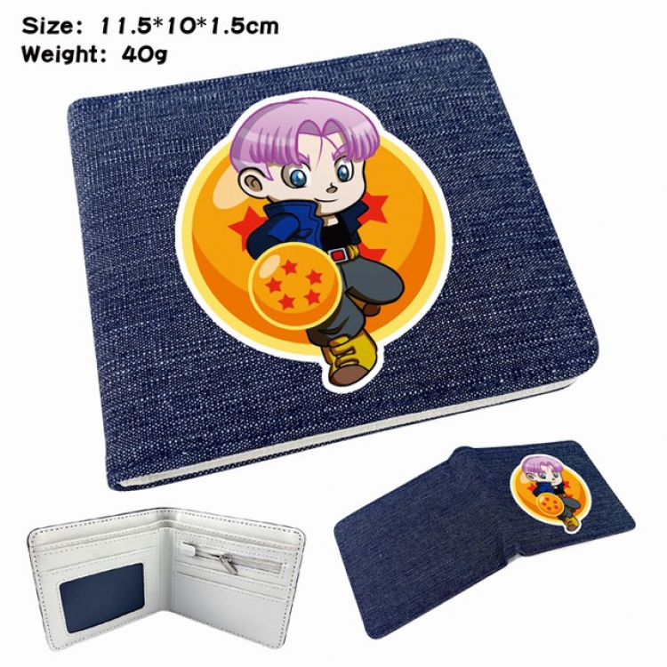 DRAGON BALL Anime Printed denim color picture bi-fold wallet 11.5X10X1.5CM 40G