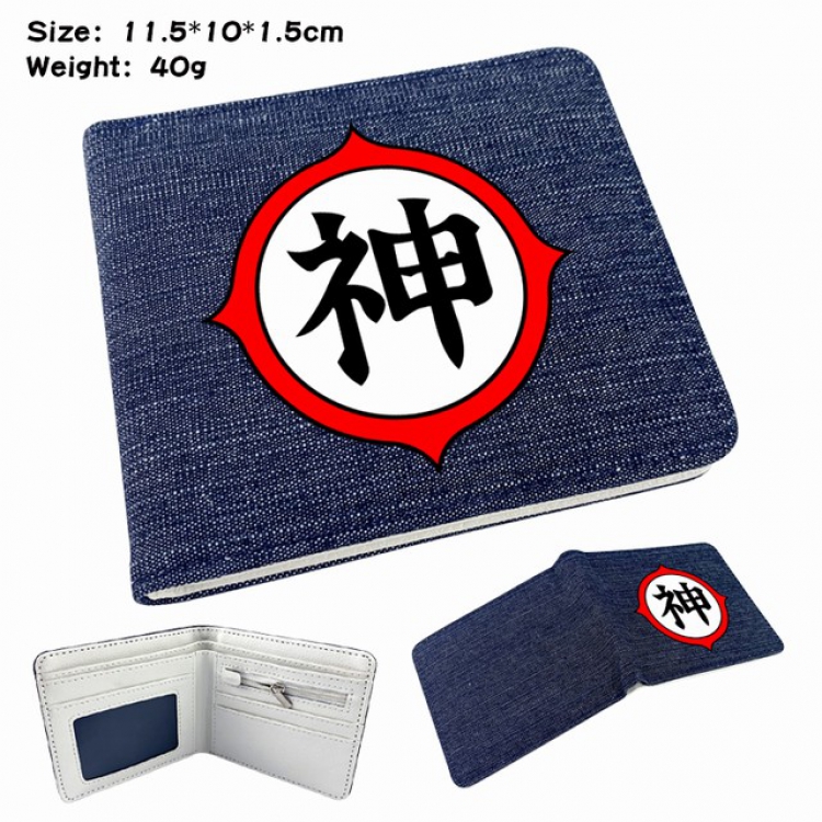 DRAGON BALL Anime Printed denim color picture bi-fold wallet 11.5X10X1.5CM 40G