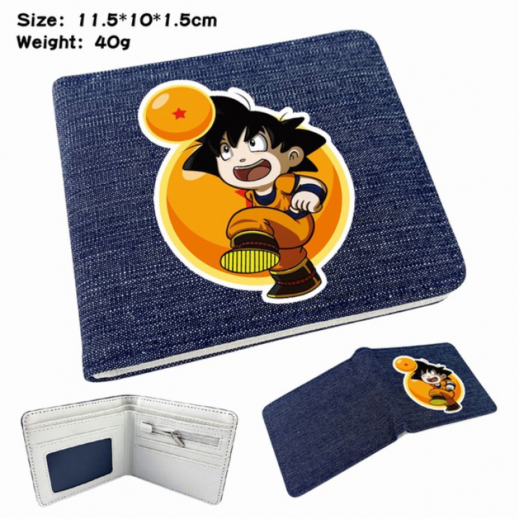 DRAGON BALL Anime Printed denim color picture bi-fold wallet 11.5X10X1.5CM 40G