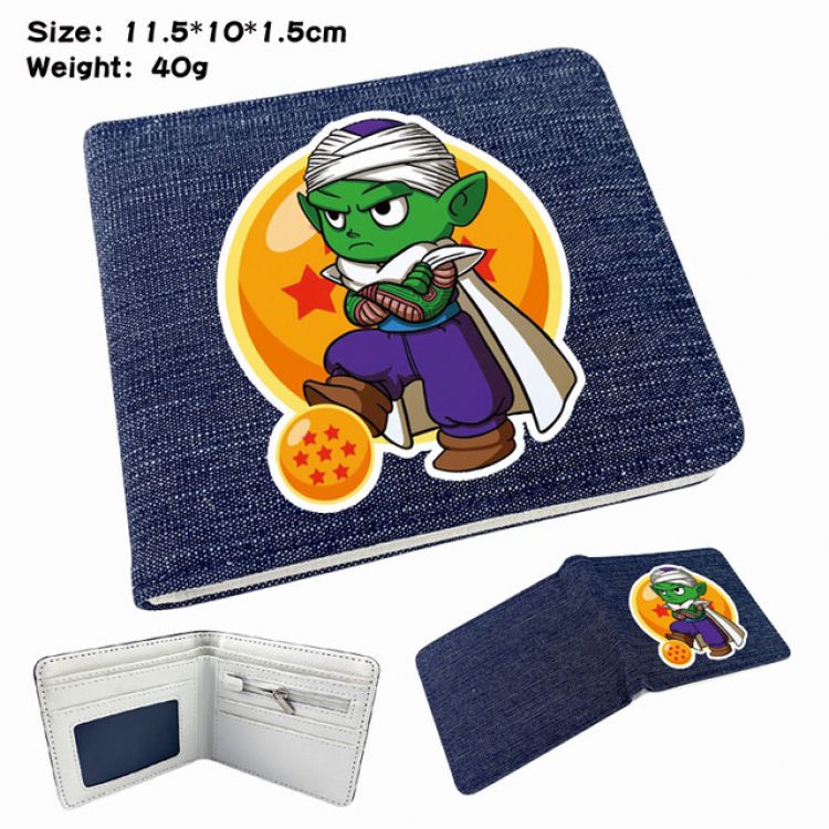 DRAGON BALL Anime Printed denim color picture bi-fold wallet 11.5X10X1.5CM 40G