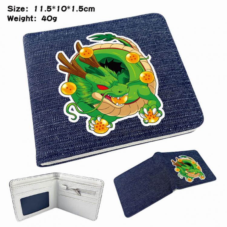 DRAGON BALL Anime Printed denim color picture bi-fold wallet 11.5X10X1.5CM 40G