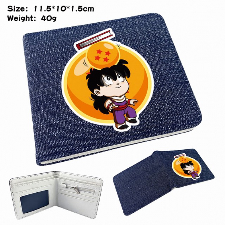 DRAGON BALL Anime Printed denim color picture bi-fold wallet 11.5X10X1.5CM 40G