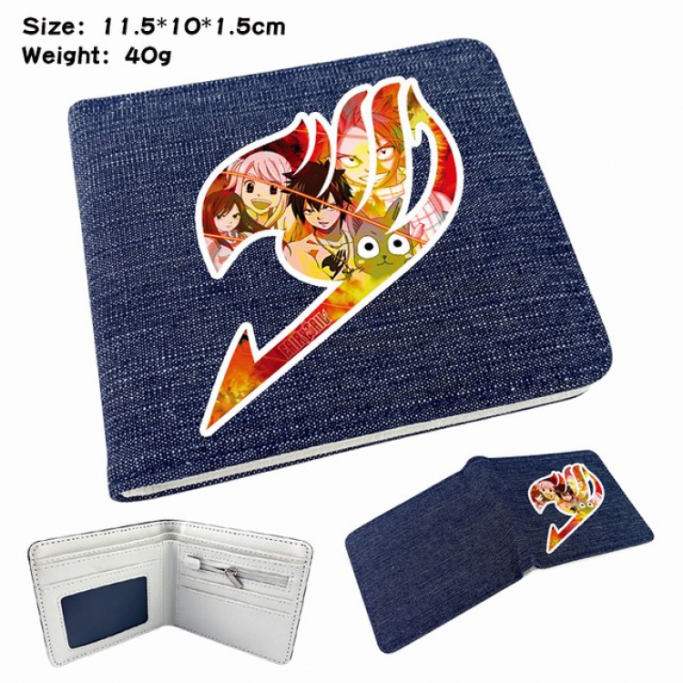 Fairy tail Anime Printed denim color picture bi-fold wallet 11.5X10X1.5CM 40G