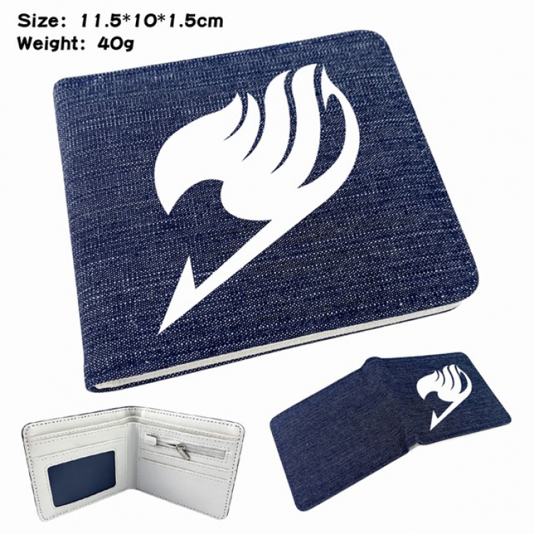 Fairy tail Anime Printed denim color picture bi-fold wallet 11.5X10X1.5CM 40G