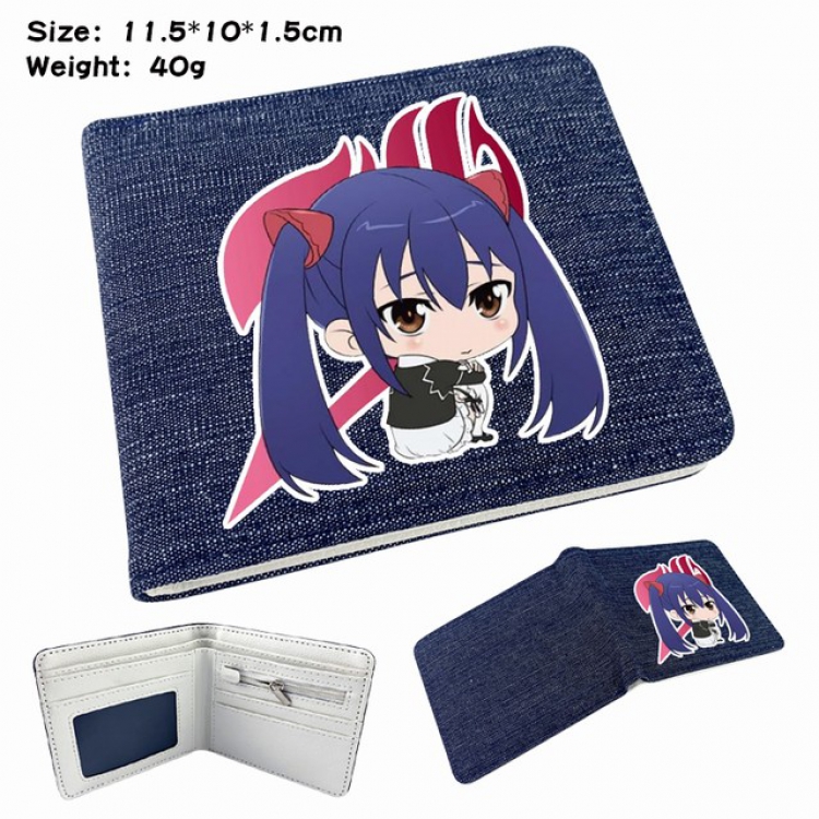 Fairy tail Anime Printed denim color picture bi-fold wallet 11.5X10X1.5CM 40G