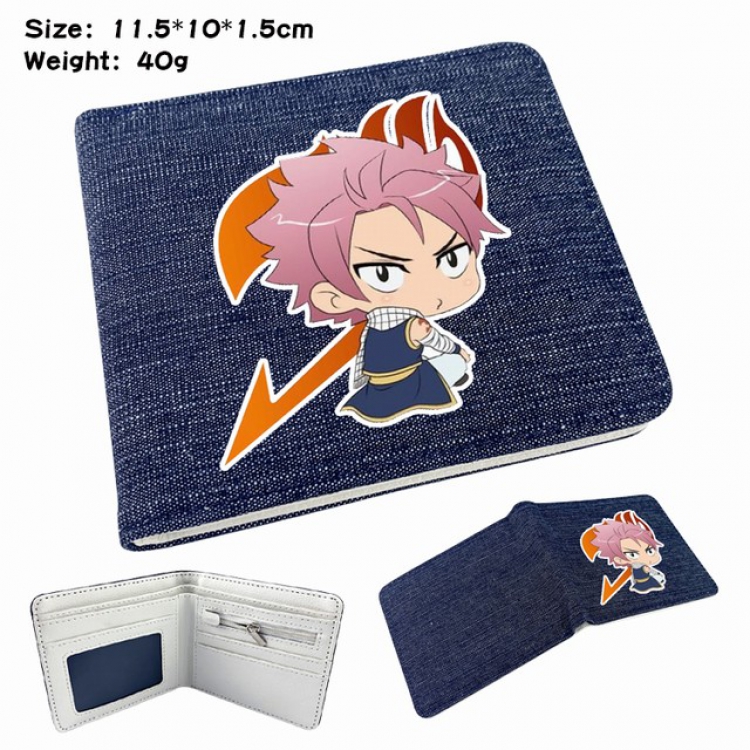 Fairy tail Anime Printed denim color picture bi-fold wallet 11.5X10X1.5CM 40G